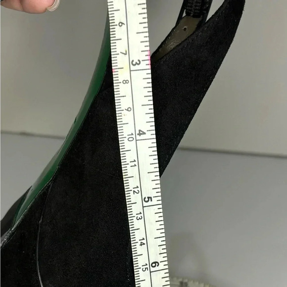Lisa for Donald J Pliner Black Suede Patent Leather Heel 7.5 Green Bottom - Picture 13 of 15